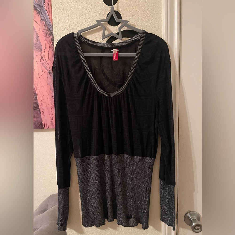 Apple Bottoms Plus Size Womens sheer black/gray long sleeve top size 3X pre-